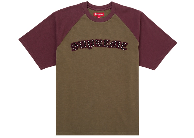 トップス Supreme Rhinestone Raglan S/S Top Supreme Rhinestone Raglan S/S Top Olive Men's - SS26 - US