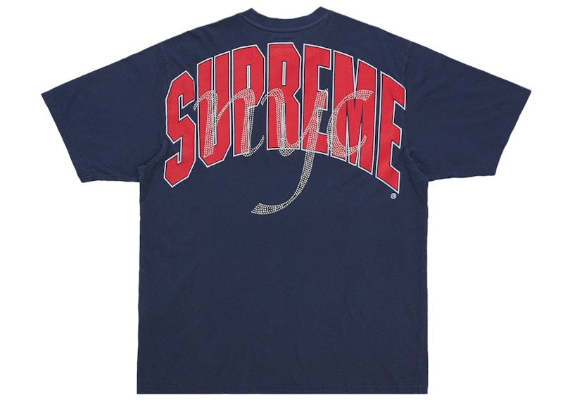 Supreme Rhinestone Script S/S Top Navy
