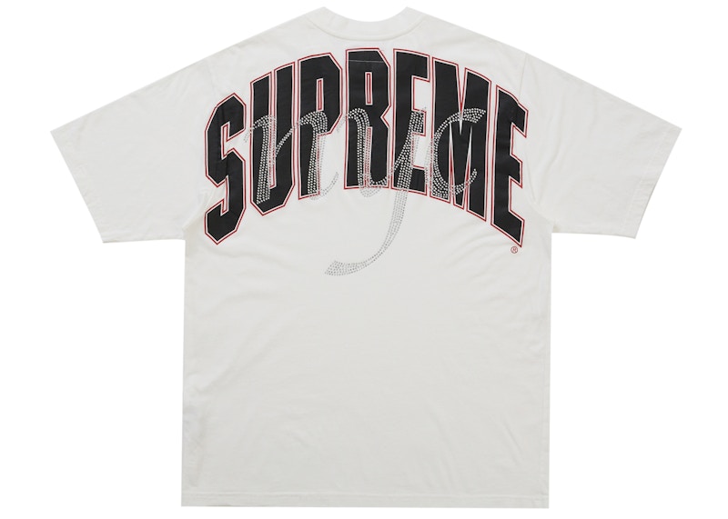 Supreme Rhinestone Script S/S Top White