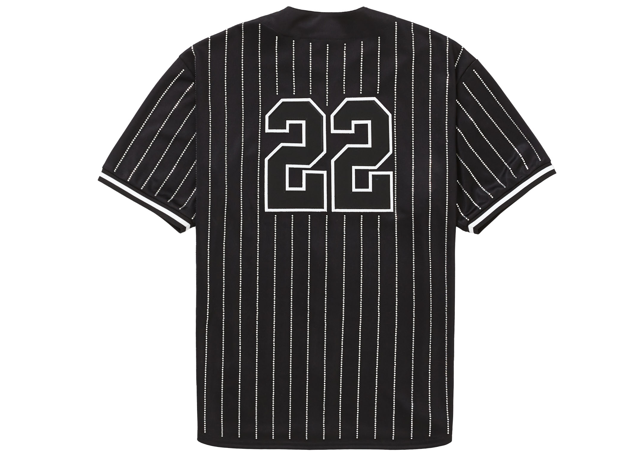 Supreme Rhinestone Stripe Baseball Jersey Black メンズ - SS22 - JP