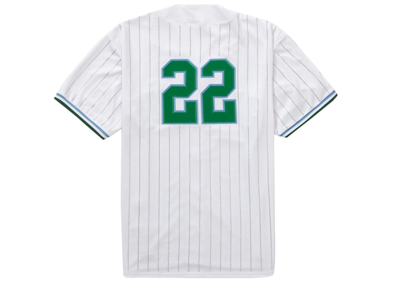 Supreme Rhinestone Stripe Baseball Jersey White Men's - SS22 - US