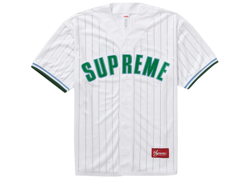 Supreme Rhinestone Stripe Baseball Jersey White Men's - SS22 - US