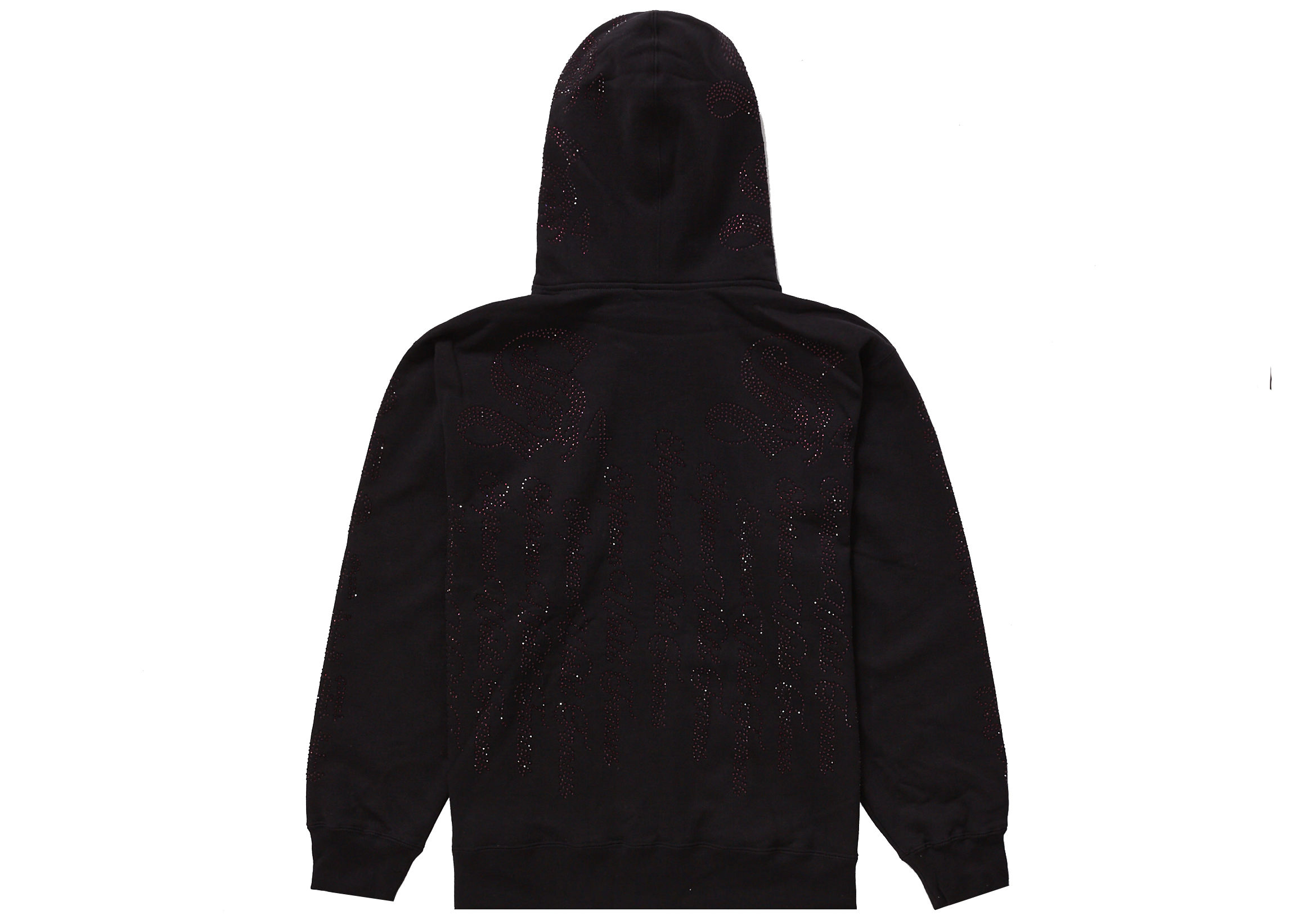 Supreme Rhinestone Zip Up Hooded Sweatshirt Black