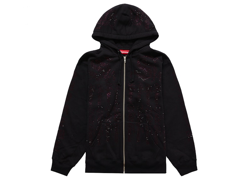 Supreme Rhinestone Zip Up Hooded Sweatshirt Black - SS22 - US