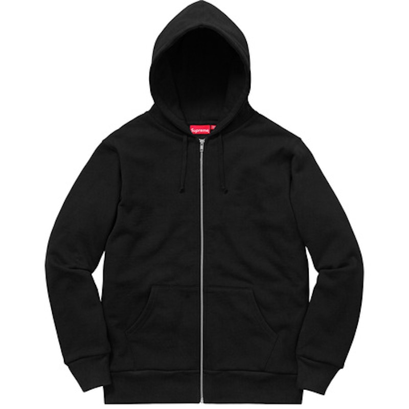 Supreme Rib Logo Zip Up Hoodie Black Men's - FW16 - US