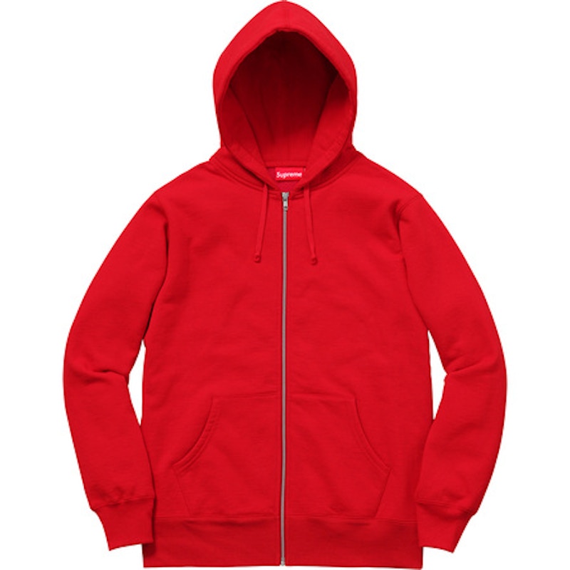 Supreme Rib Logo Zip Up Hoodie Red 남성 - FW16 - KR