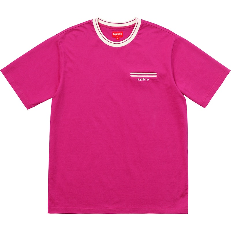 Supreme Ribbed Pocket Tee Magenta Men's - SS18 - US