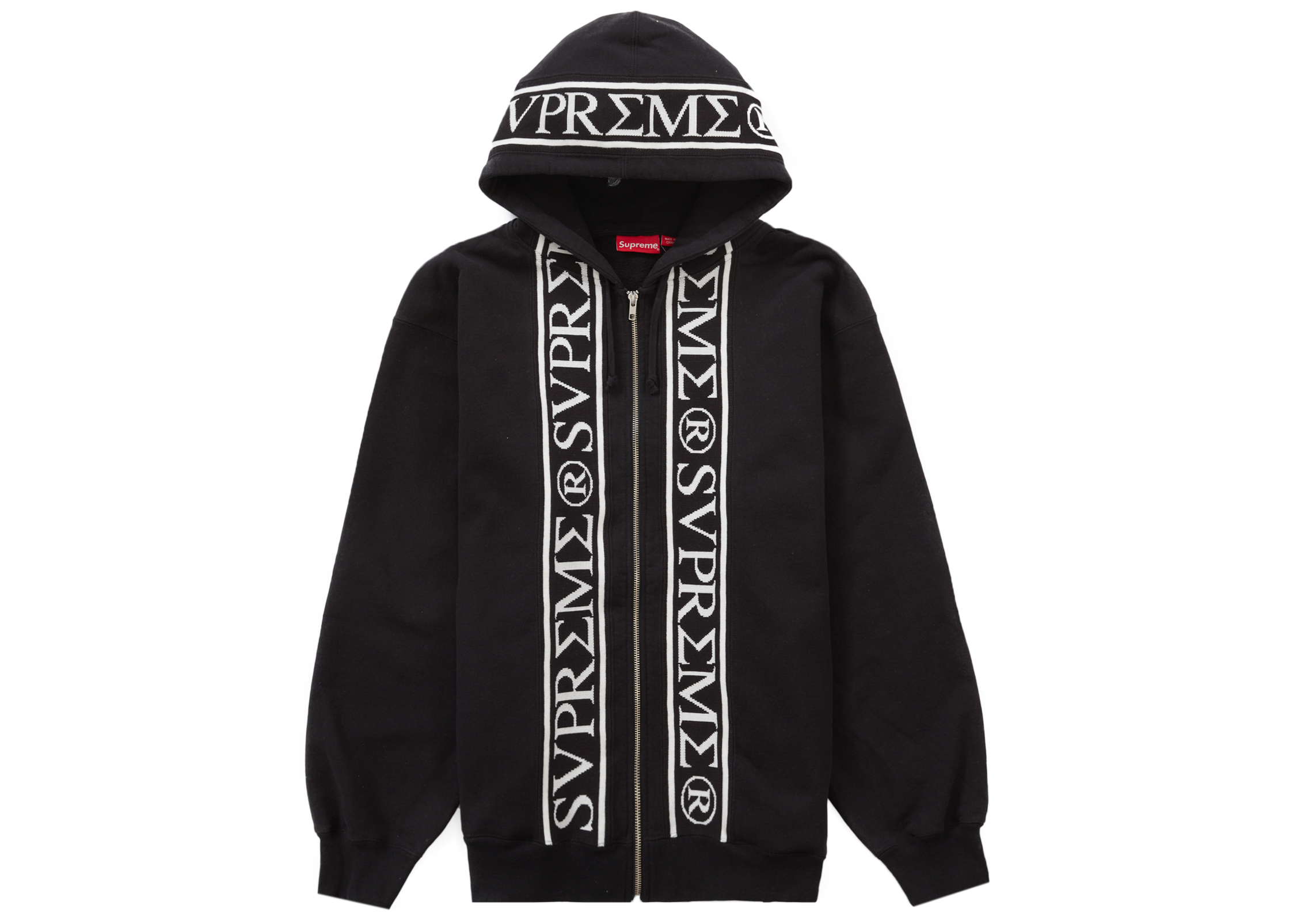 Supreme Roman Zip Up Hooded Sweatshirt Black Men's - SS23 - US
