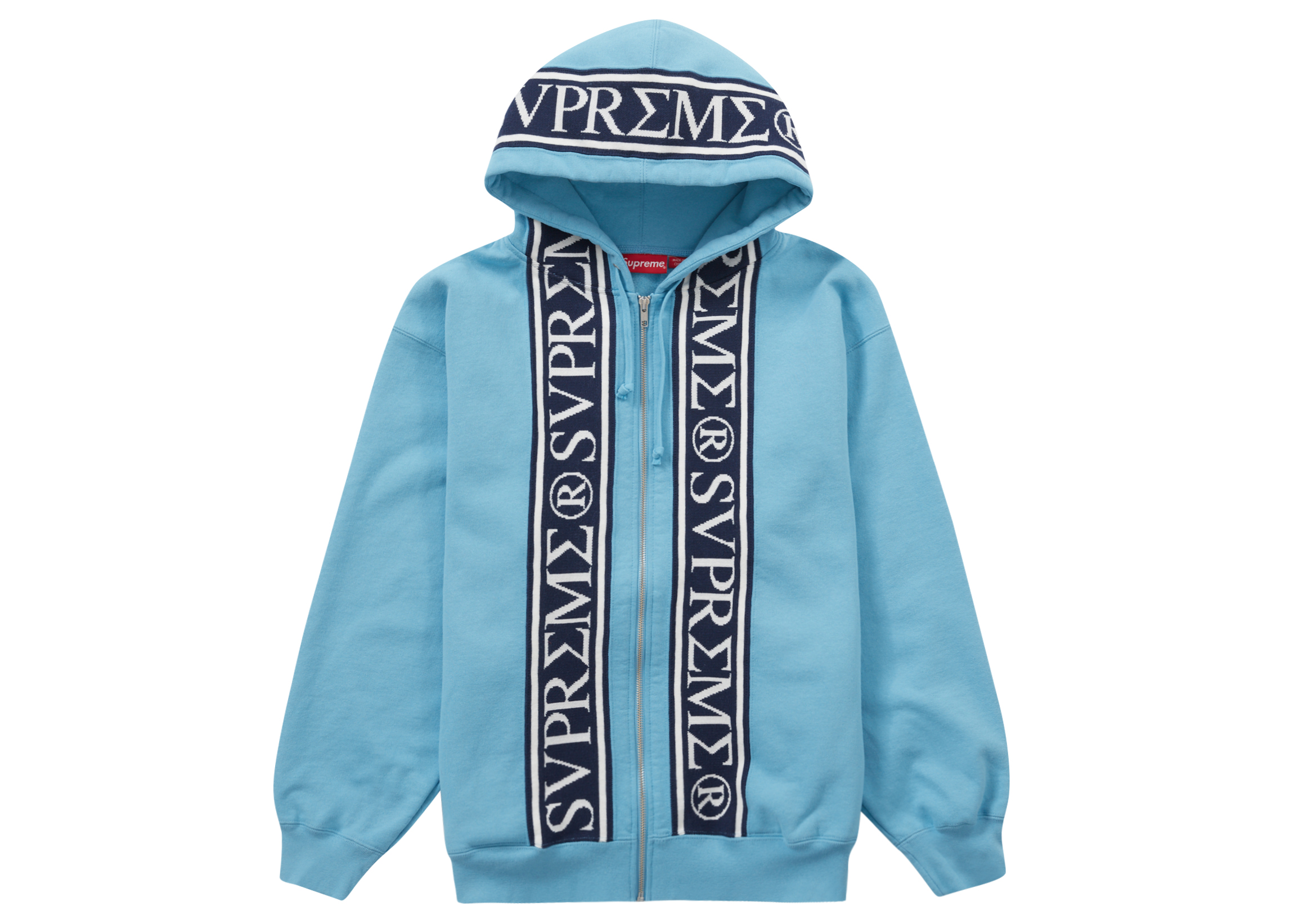 Supreme Roman Zip Up Hooded Sweatshirt Light Blue Men's - SS23 - US