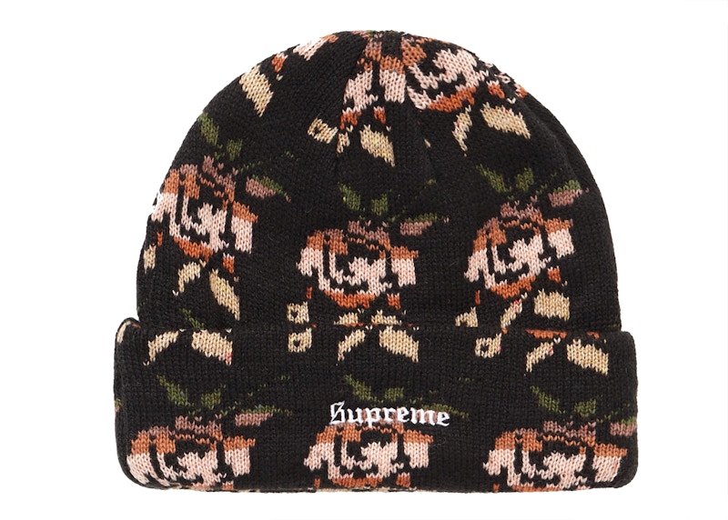 Supreme Rose Jacquard Beanie Black - FW18 - CN