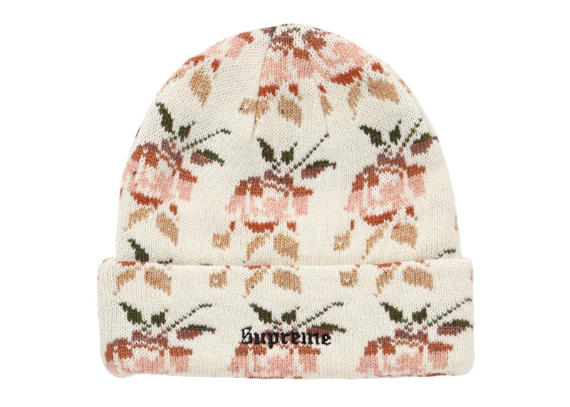 Supreme Rose Jacquard Beanie Natural