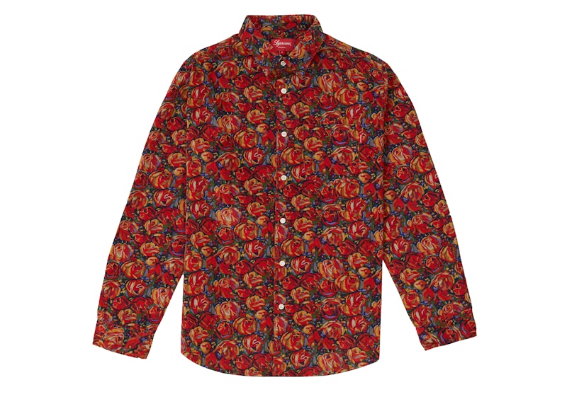 Supreme Roses Corduroy Shirt Red