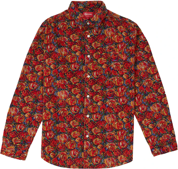 Supreme Roses Corduroy Shirt Red - FW18 - TW
