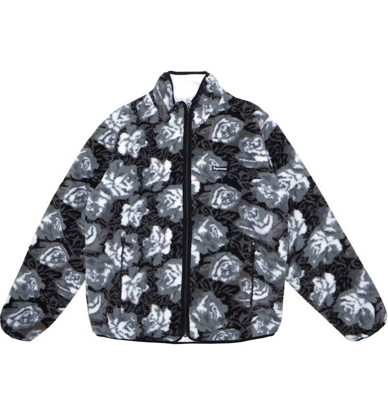 Supreme Roses Sherpa Fleece Reversible Jacket Black Men's FW16 US