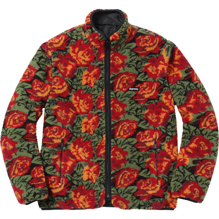 Supreme Roses Sherpa Fleece Reversible Jacket Red - FW16 - US