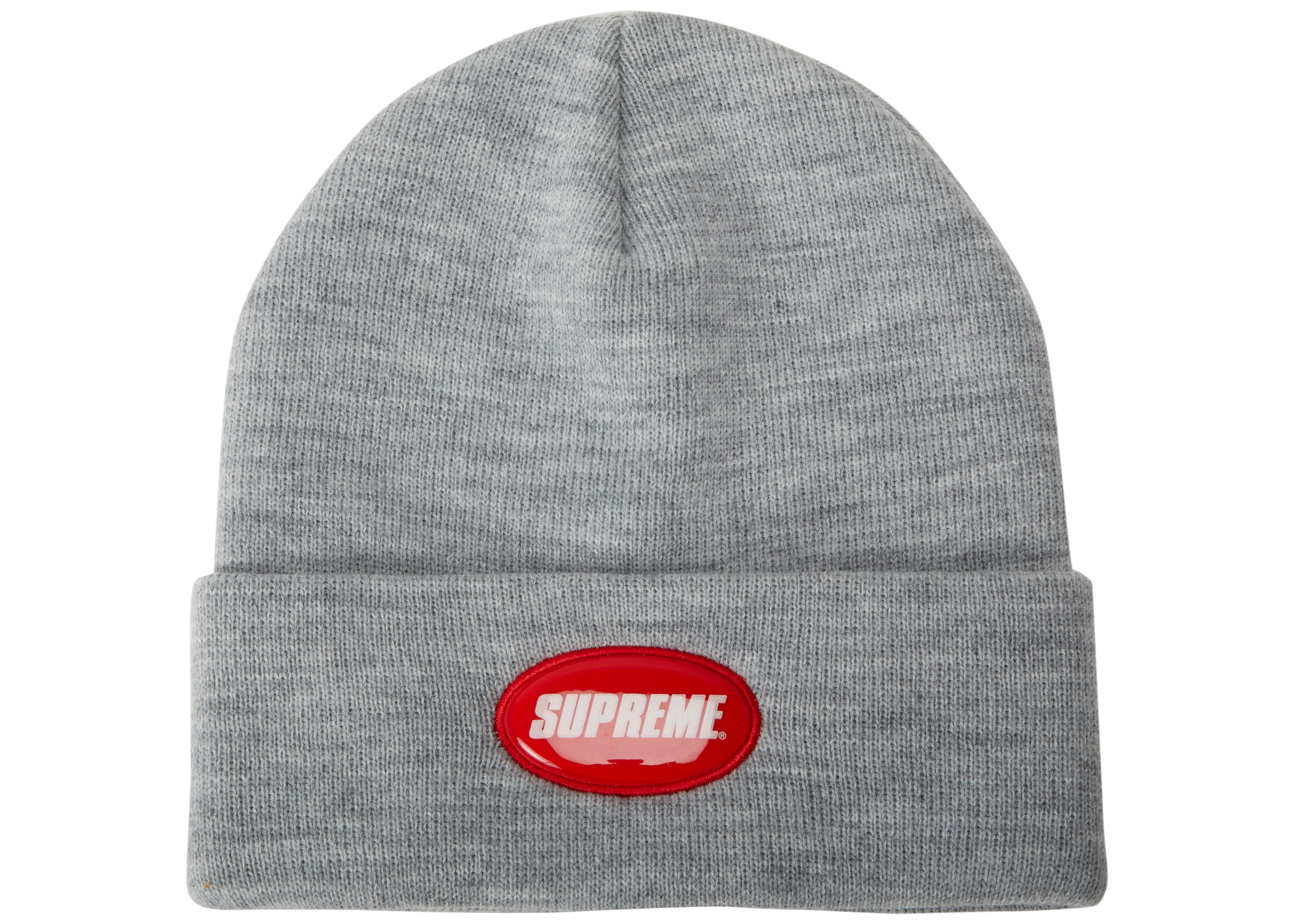 Supreme Rubber Patch Beanie Heather Grey - SS18 - US