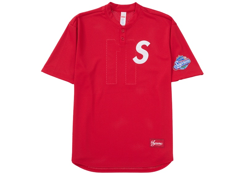 Supreme S Logo Baseball Henley (SS25) Red Men's - SS25 - US