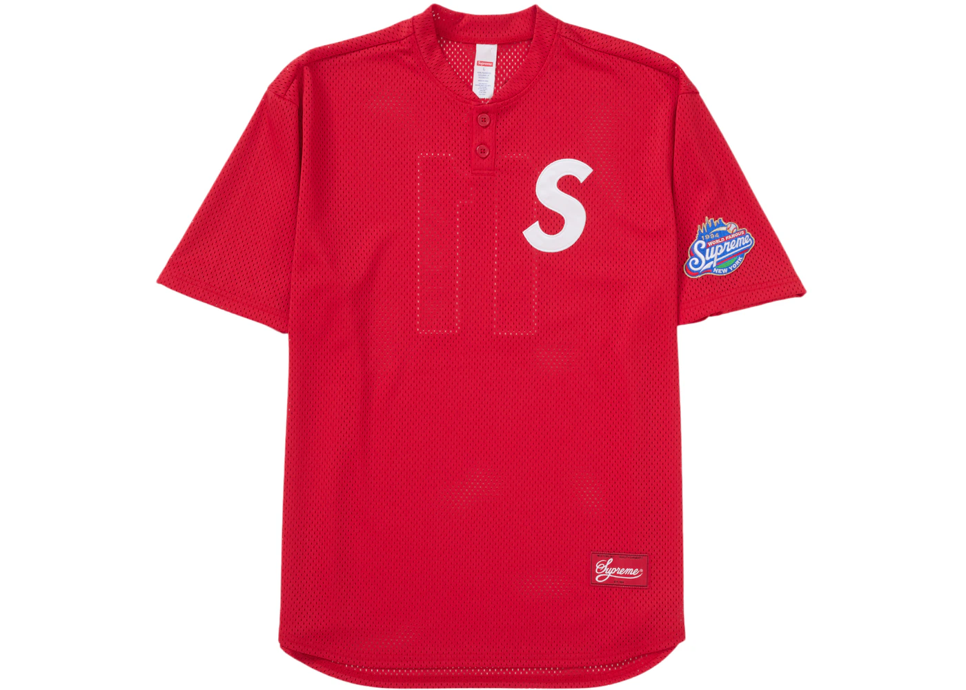 Supreme S Logo Baseball Henley (SS25) Red Men's - SS25 - US Supreme S Logo Baseball Henley (SS25) Red Men's - SS25 - US