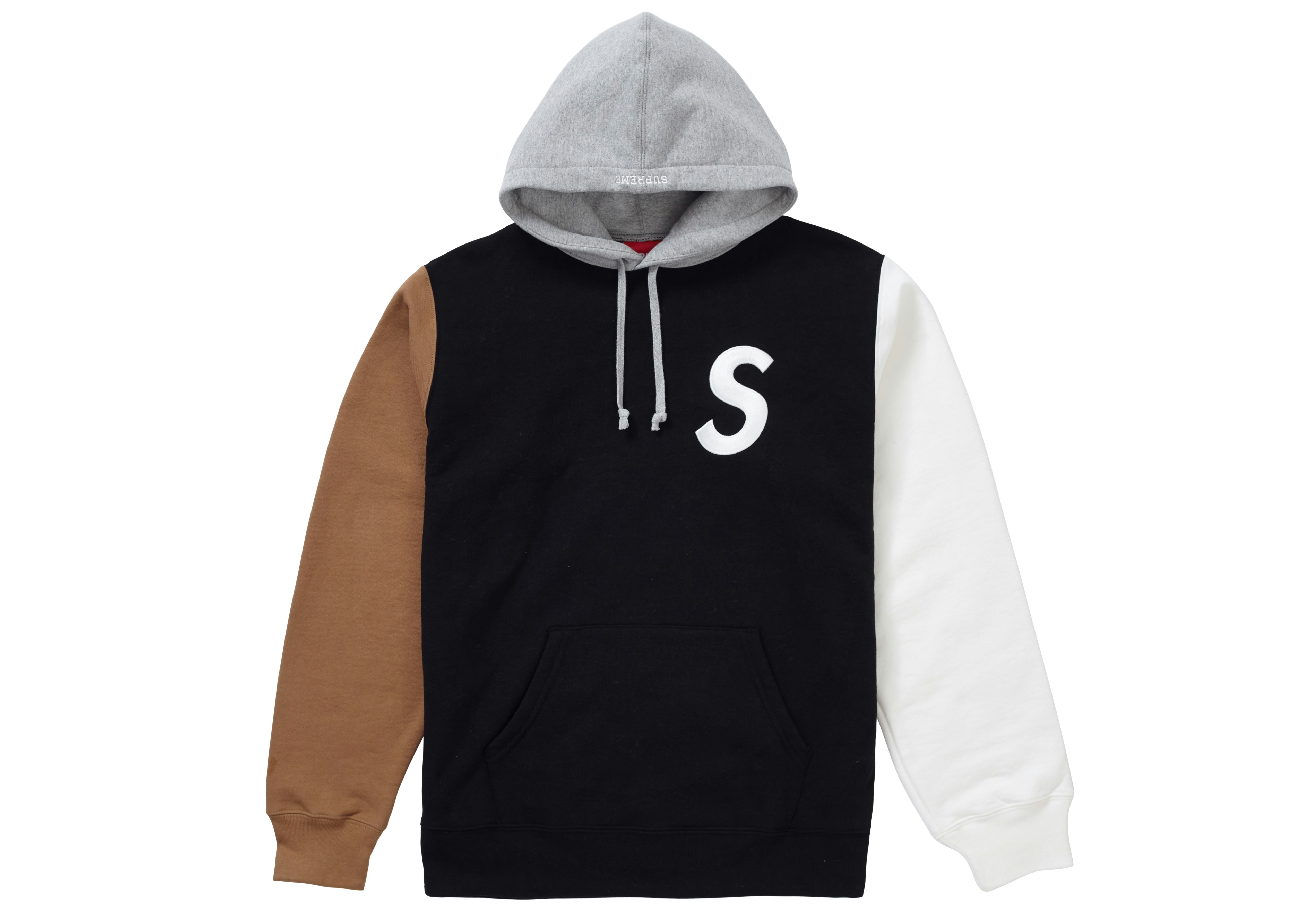 Supreme S Logo Colorblocked Hooded Sweatshirt Black SS19 Men's US