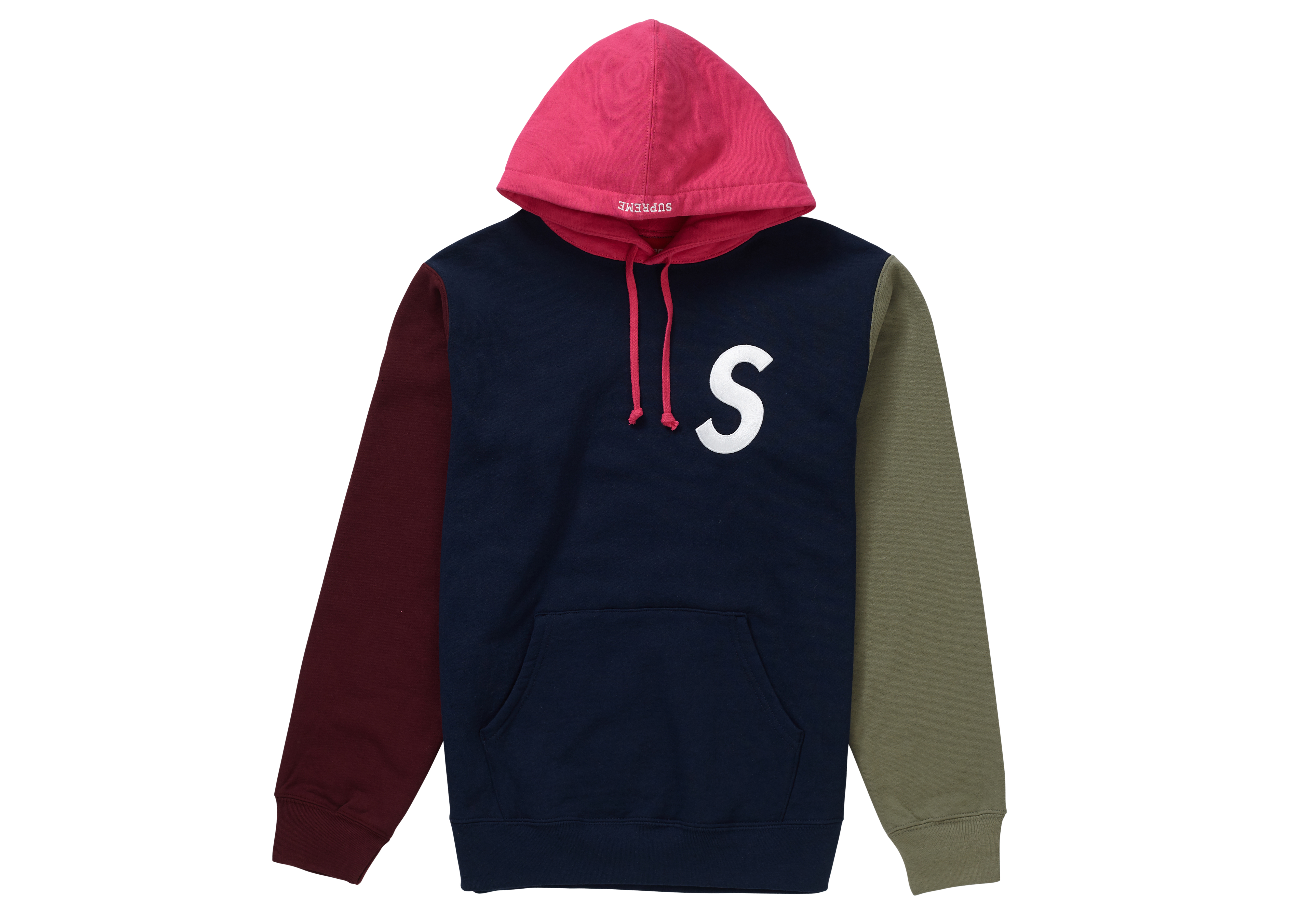 Supreme S Logo Colorblocked Hooded Sweatshirt Navy Men's - SS19 - US