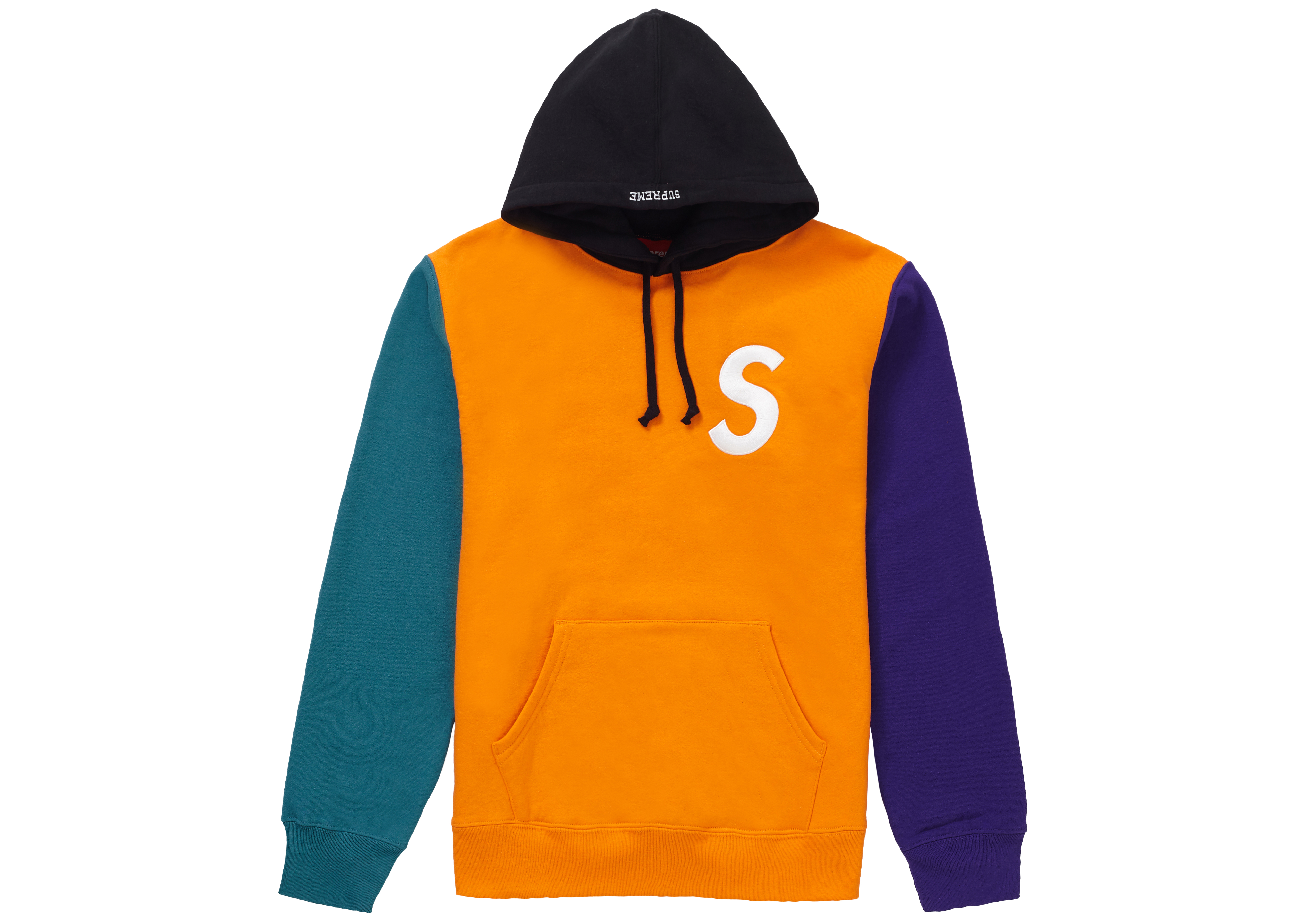 Supreme S Logo Colorblocked Hooded Sweatshirt Orange Men's - SS19 - US