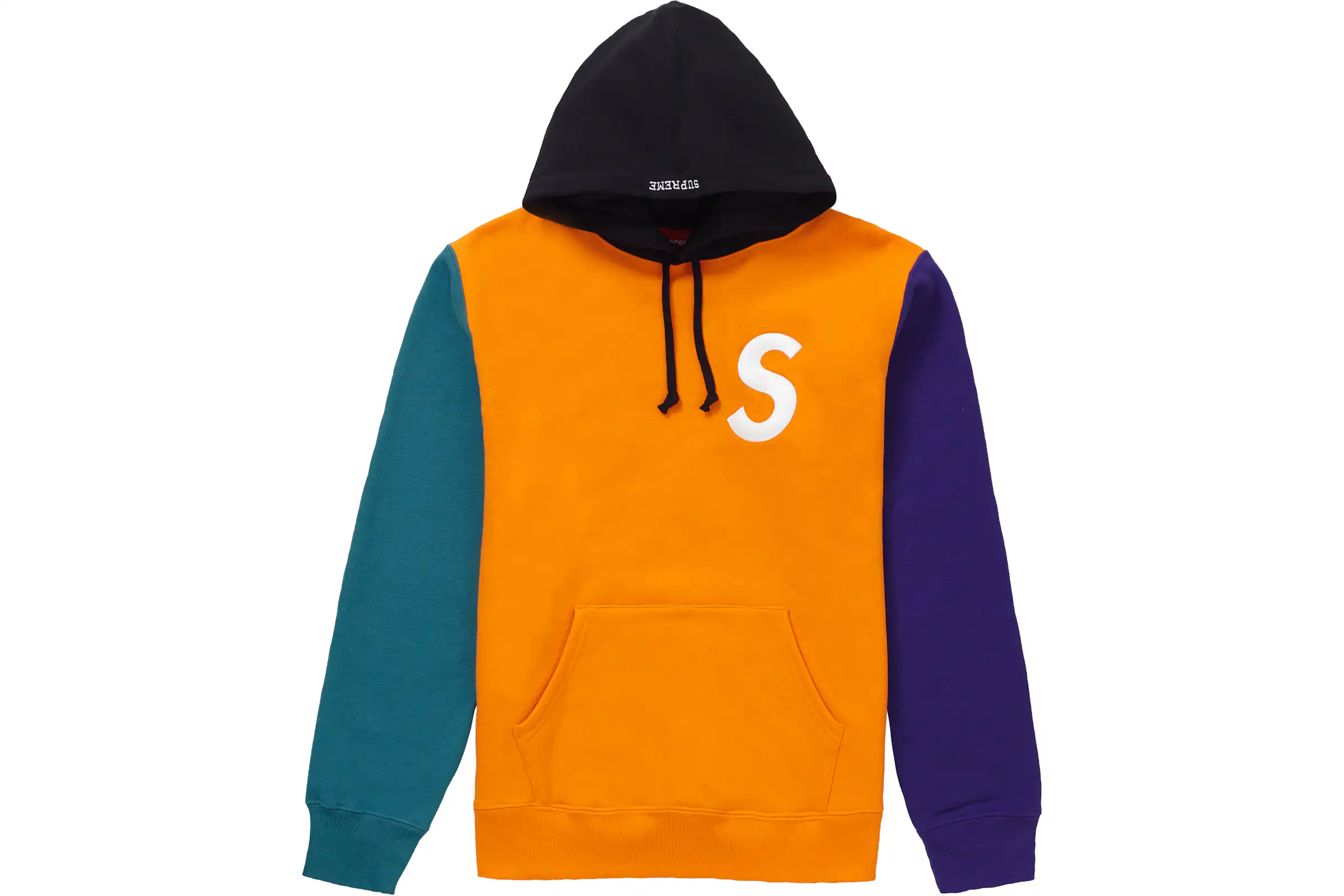 Supreme S Logo Colorblocked Hooded Sweatshirt Orange - SS19 - CN