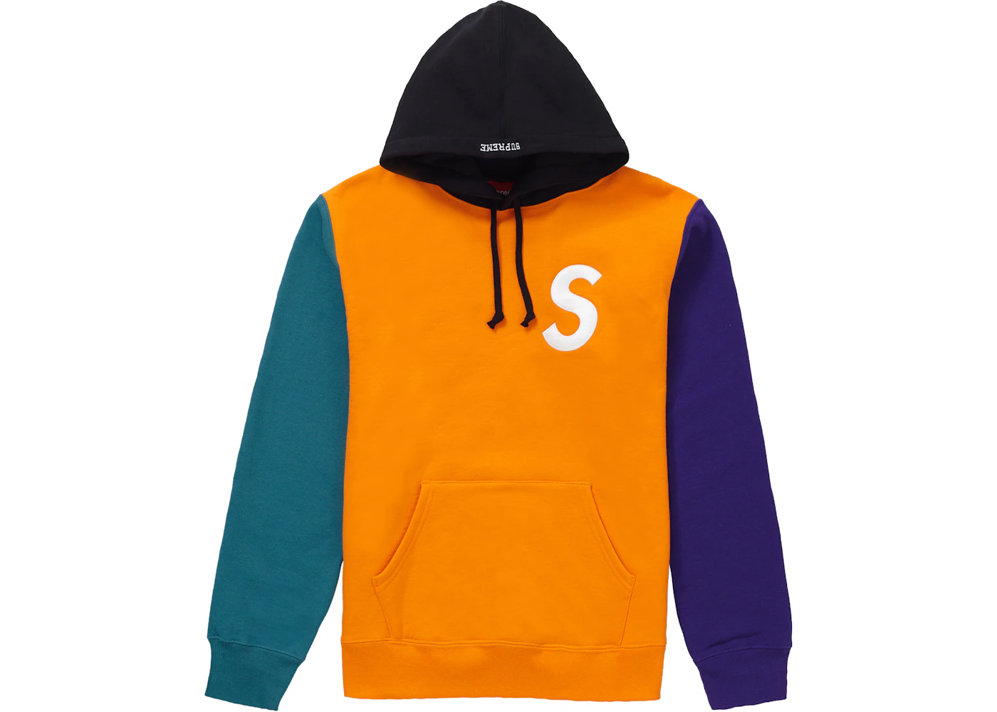 Supreme S Logo Colorblocked Hooded Sweatshirt Orange Men's SS19 US