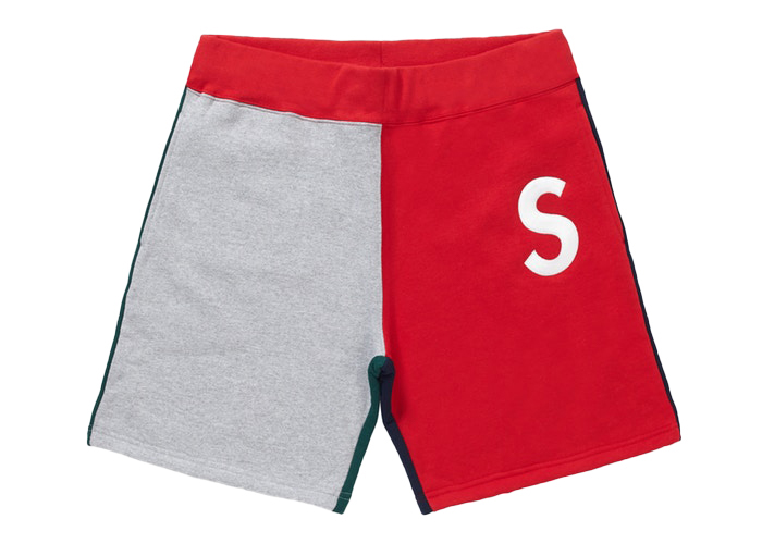 Supreme S Logo Colorblocked Sweatshort Red