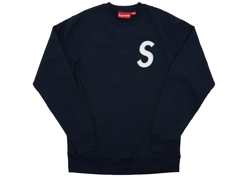 Supreme S Logo Crewneck Navy Men's - FW16 - US