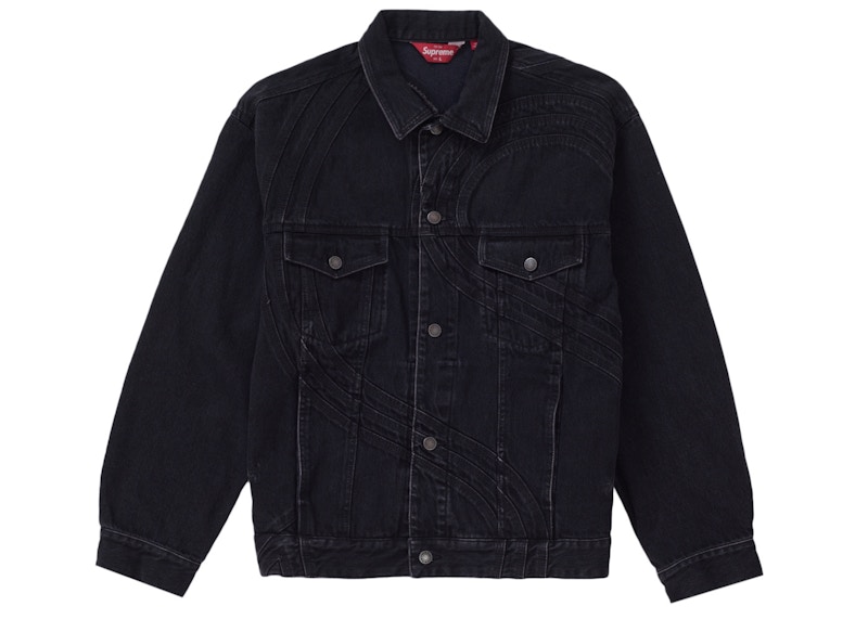 Supreme S Logo Denim Trucker Jacket Washed Black Men's - SS24 