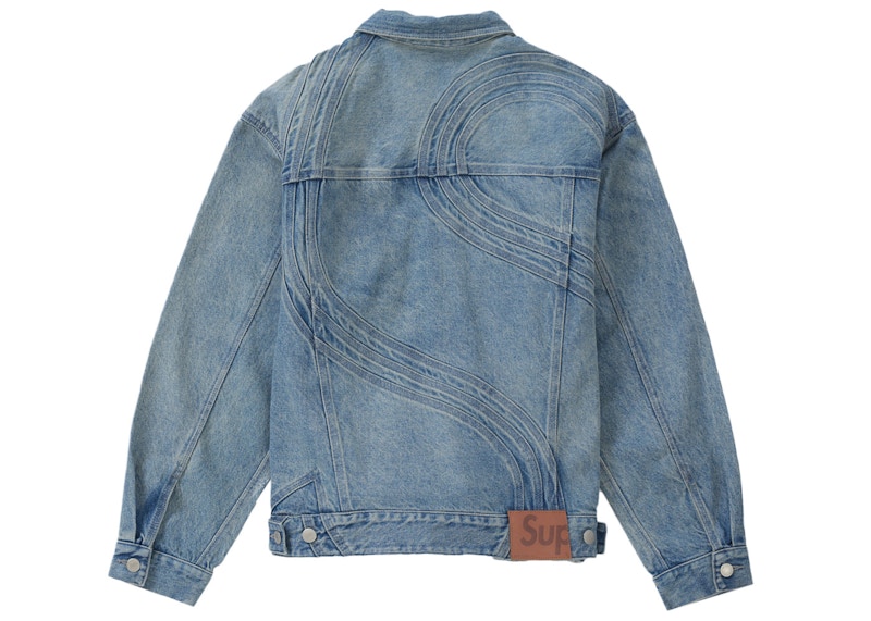 Supreme S Logo Denim Trucker Jacket Washed Blue