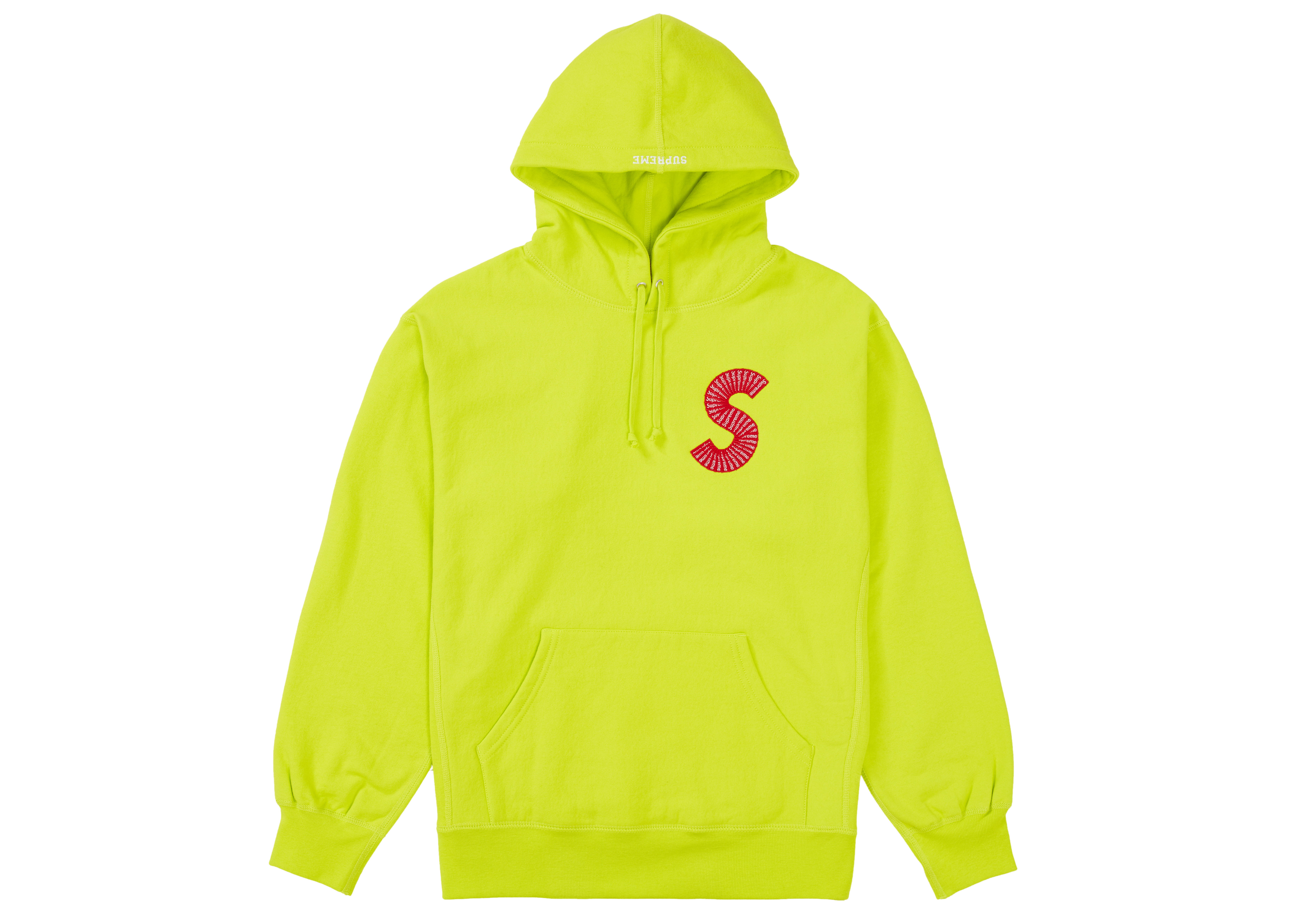Supreme S Logo Hooded Sweatshirt (FW20) Acid Green Men's - FW20 - US