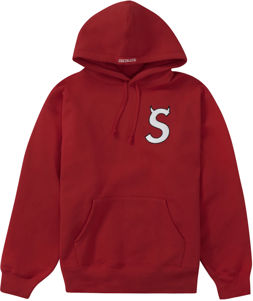 Supreme S Logo Hoodie Red Sz. M 100 % Authentic