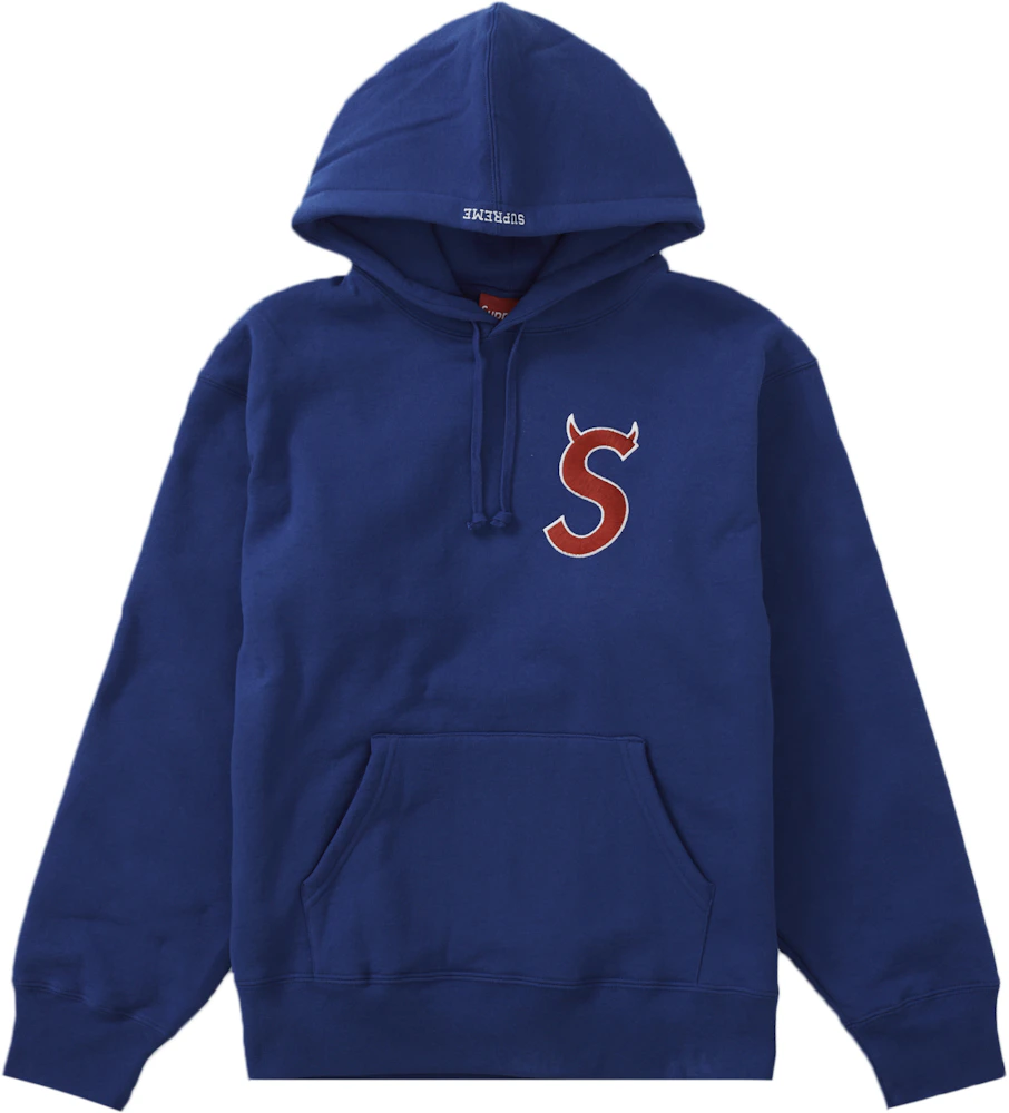 Supreme Logo Repeat Sweater FW18 Navy Blue & Red