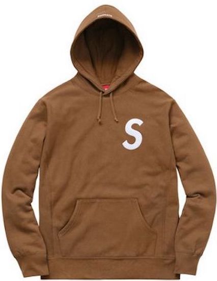 Supreme S Logo Hooded Sweatshirt Olive Brown - FW15 Men's - GB