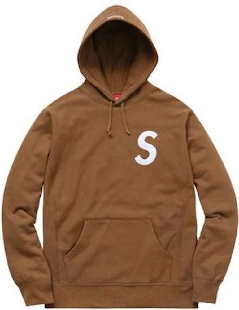 Supreme S Logo Hooded Sweatshirt Olive Brown Men's - FW15 - US