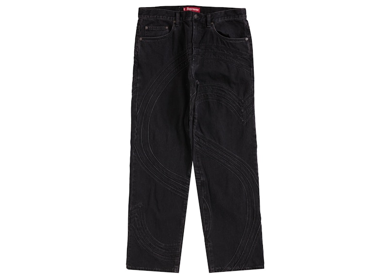 Supreme S Logo Loose Fit Jean Washed Black Men's - SS24 - US