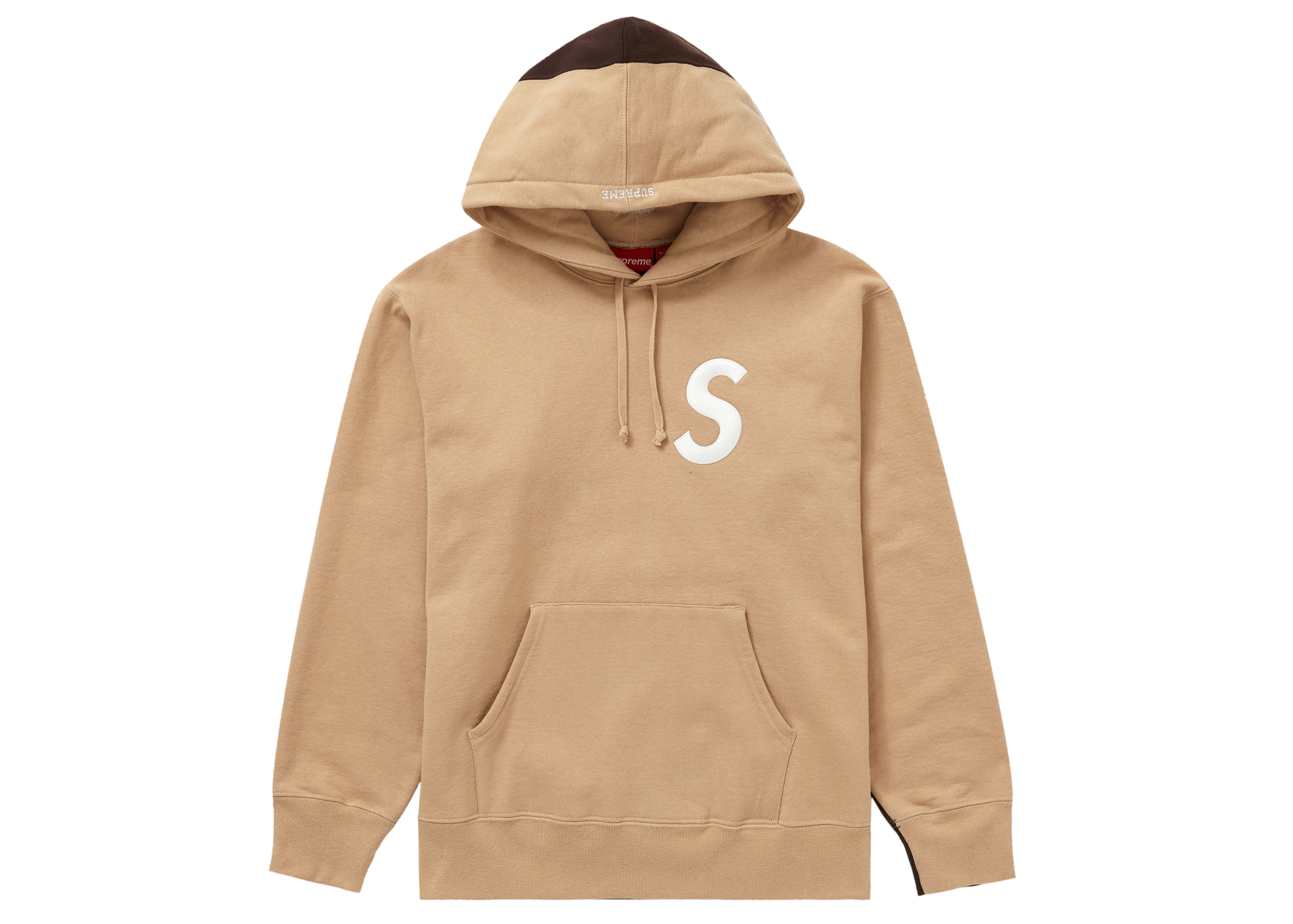 Supreme S Logo Split Hooded Sweatshirt Tan