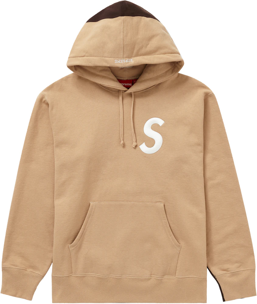 Supreme S Logo Split Hooded Sweatshirt Tan Men's - FW21 - US