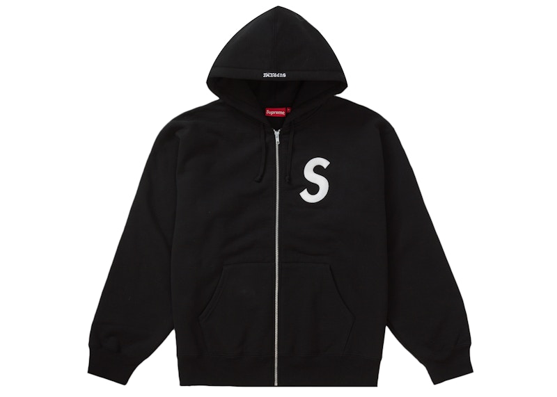 Supreme S Logo Zip Up Hooded Sweatshirt Black