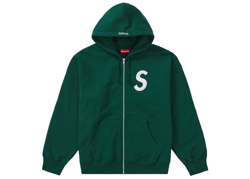 Supreme S Logo Zip Up Hooded Sweatshirt Dark Green