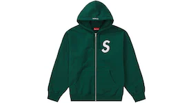Supreme S Logo Zip Up Hooded Sweatshirt Dark Green