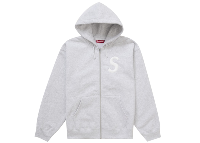 Supreme S Logo Zip Up Hooded Sweatshirt (FW24) Ash Grey Men's - FW24 - US