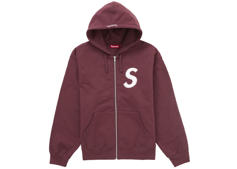 Supreme S Logo Zip Up Hooded Sweatshirt (FW24) Maroon Men's - FW24 - US