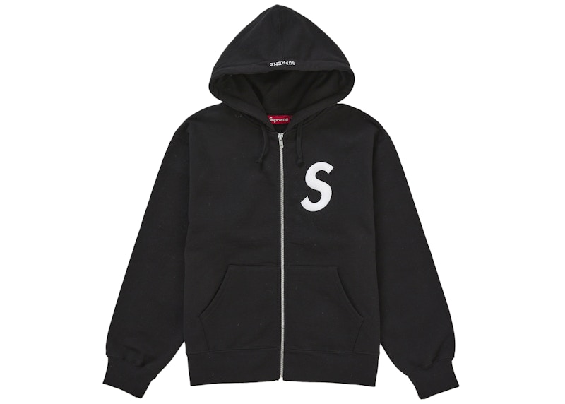 Supreme S Logo Zip Up Hooded Sweatshirt (FW25) Black Men's - FW25 - US
