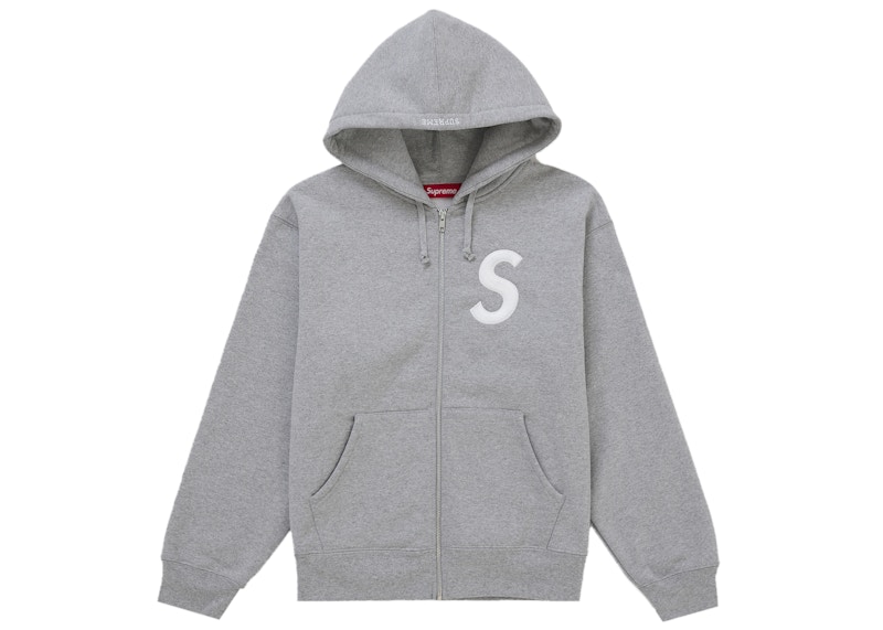Supreme S Logo Zip Up Hooded Sweatshirt (FW25) Heather Grey Men's
