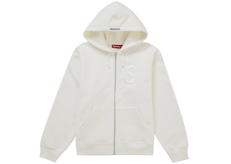 Supreme S Logo Zip Up Hooded Sweatshirt (FW25) White Men's - FW25 - US