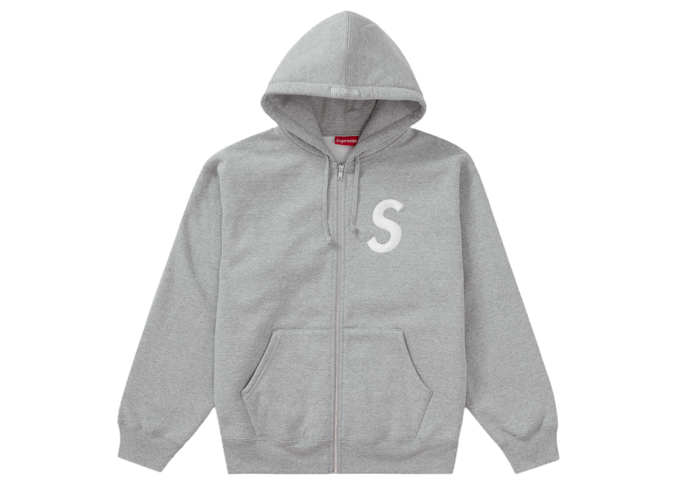 Supreme S Logo Zip Up Hooded Sweatshirt Heather Grey Men&#039;s - FW23 - US