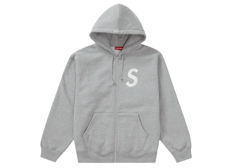 Supreme S Logo Zip Up Hooded Sweatshirt Heather Grey