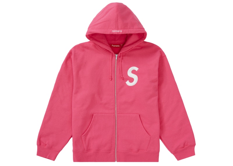 Supreme S Logo Zip Up Hooded Sweatshirt Magenta